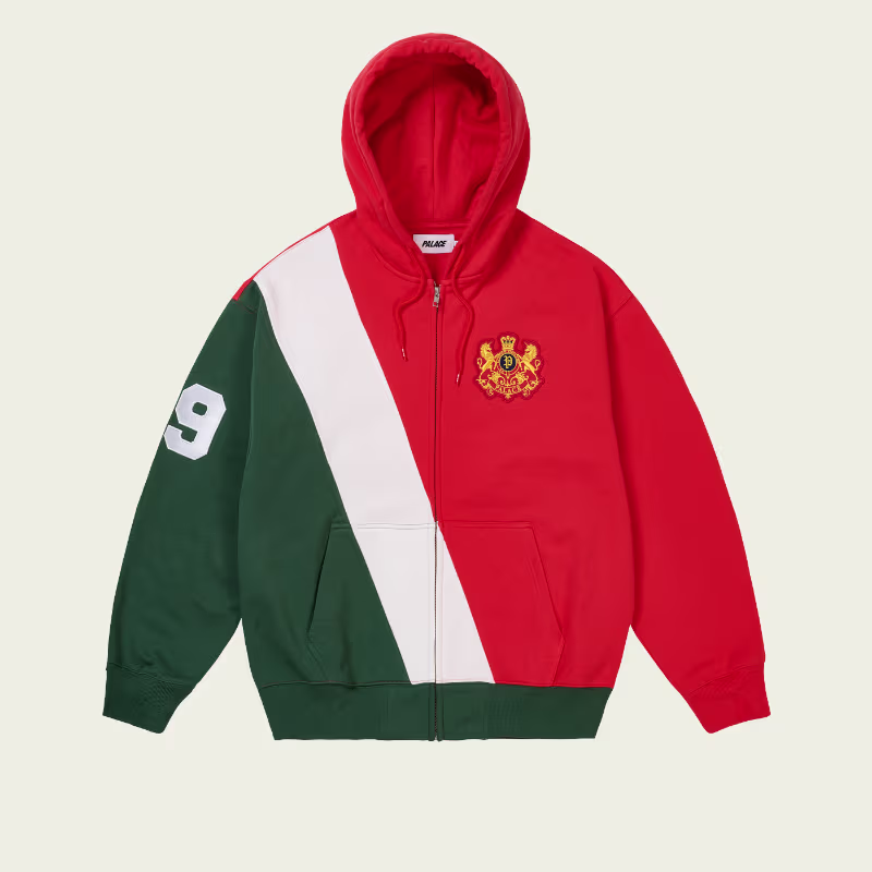 PALACE ESTABLISHED ZIP HOOD RED PALACE ESTABLISHED ZIP HOOD RED