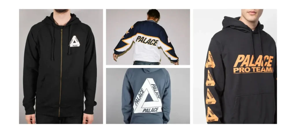 Palace hoodie styled with relaxed trousers for a UK streetwear outfit
