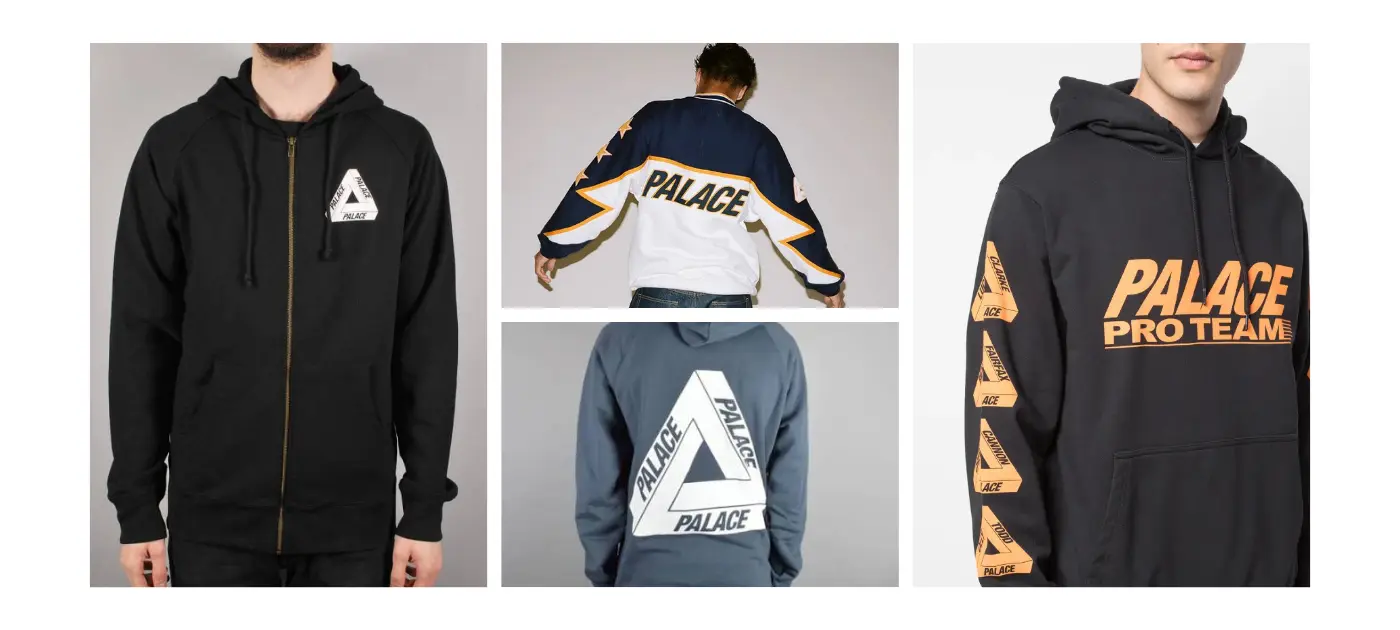 Palace hoodie styled with relaxed trousers for a UK streetwear outfit