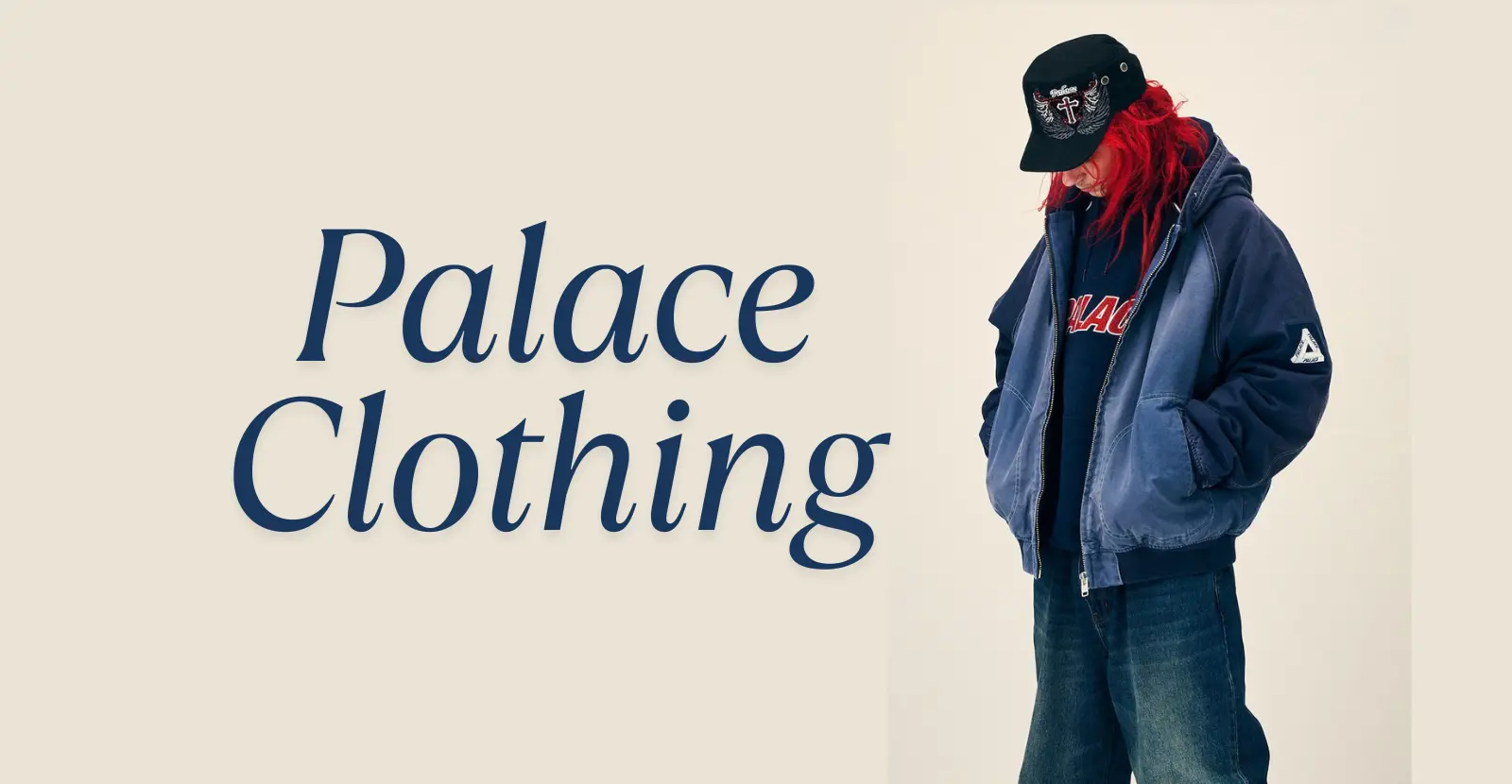 Friends wearing Palace streetwear clothing in a UK-inspired urban setting