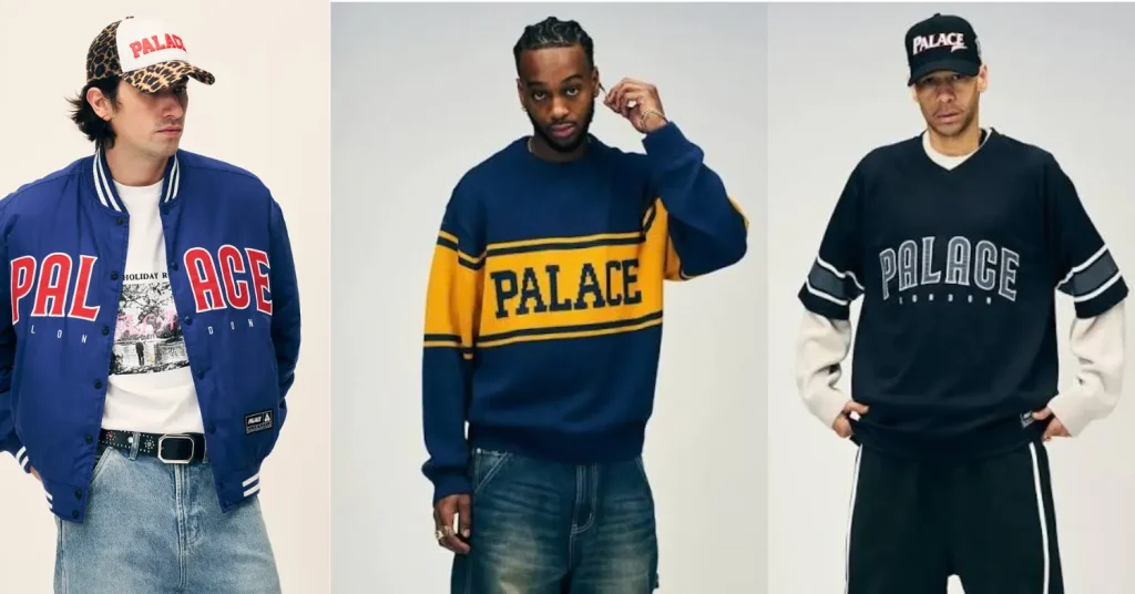Palace streetwear clothing styled for a UK outfit